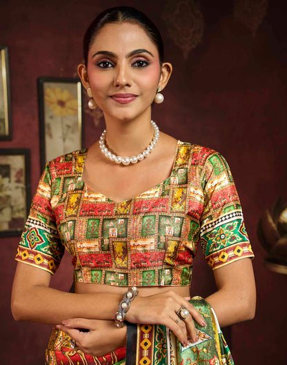 Multicoloured Viscose Silk Printed Kalamkari Saree