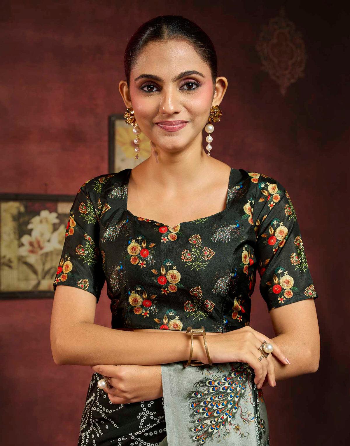 Black Viscose Silk Printed Bandhani Saree
