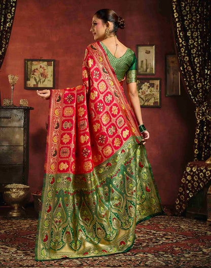 Bright Red Silk Woven Patola Saree