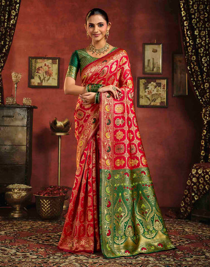 Bright Red Silk Woven Patola Saree