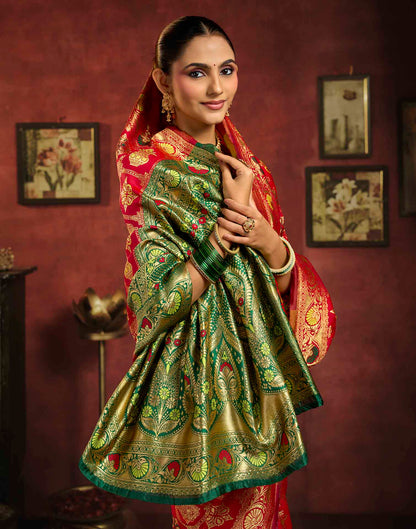 Bright Red Silk Woven Patola Saree