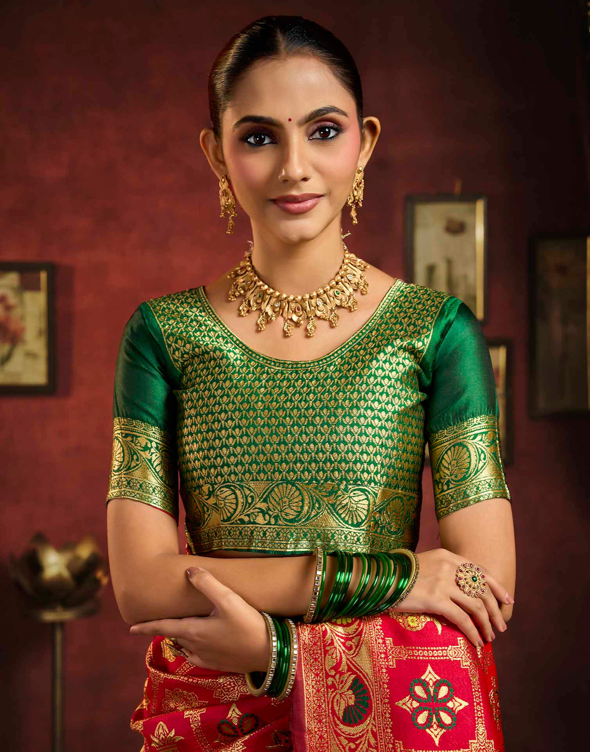 Bright Red Silk Woven Patola Saree