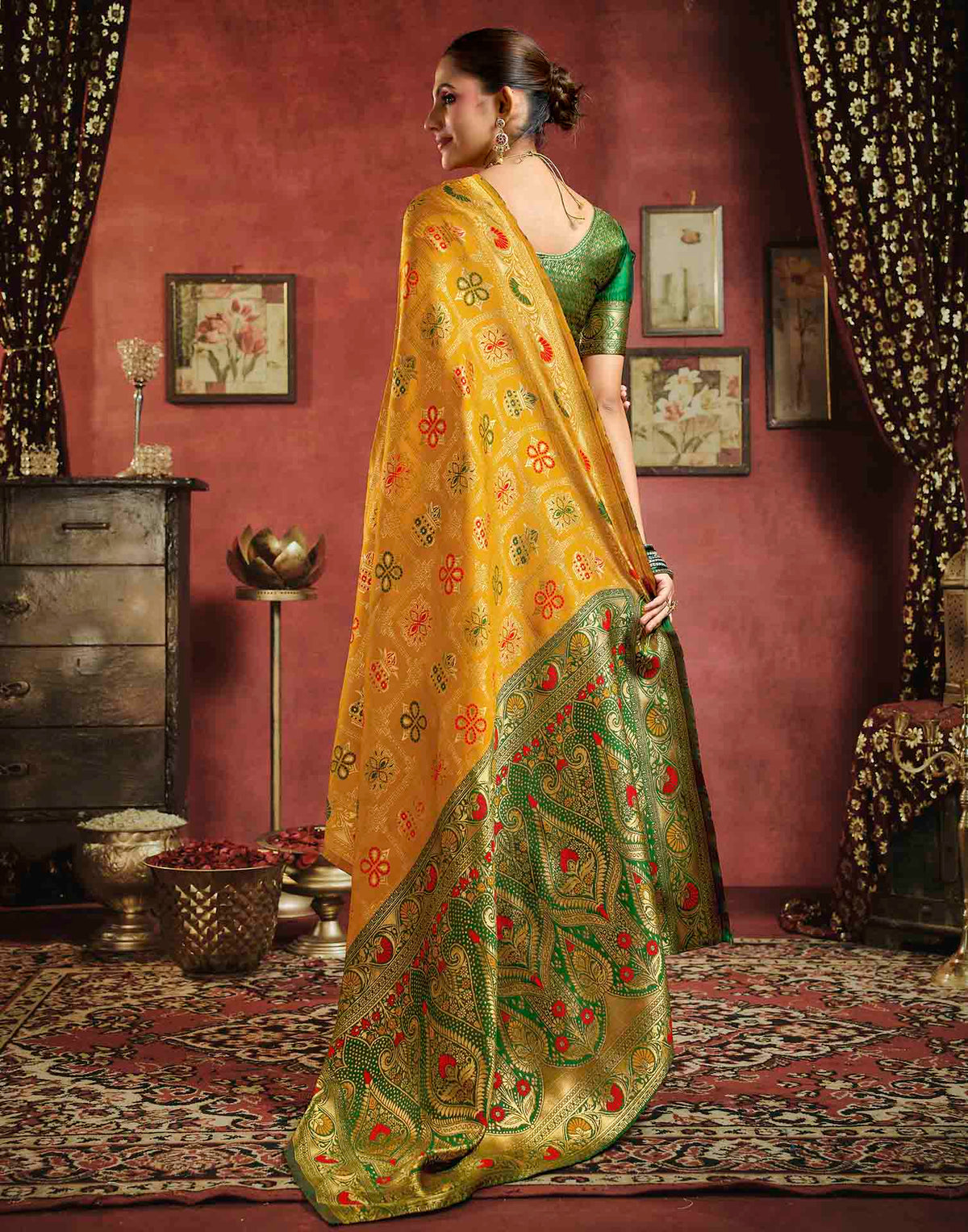Turmeric Yellow Silk Woven Patola Saree