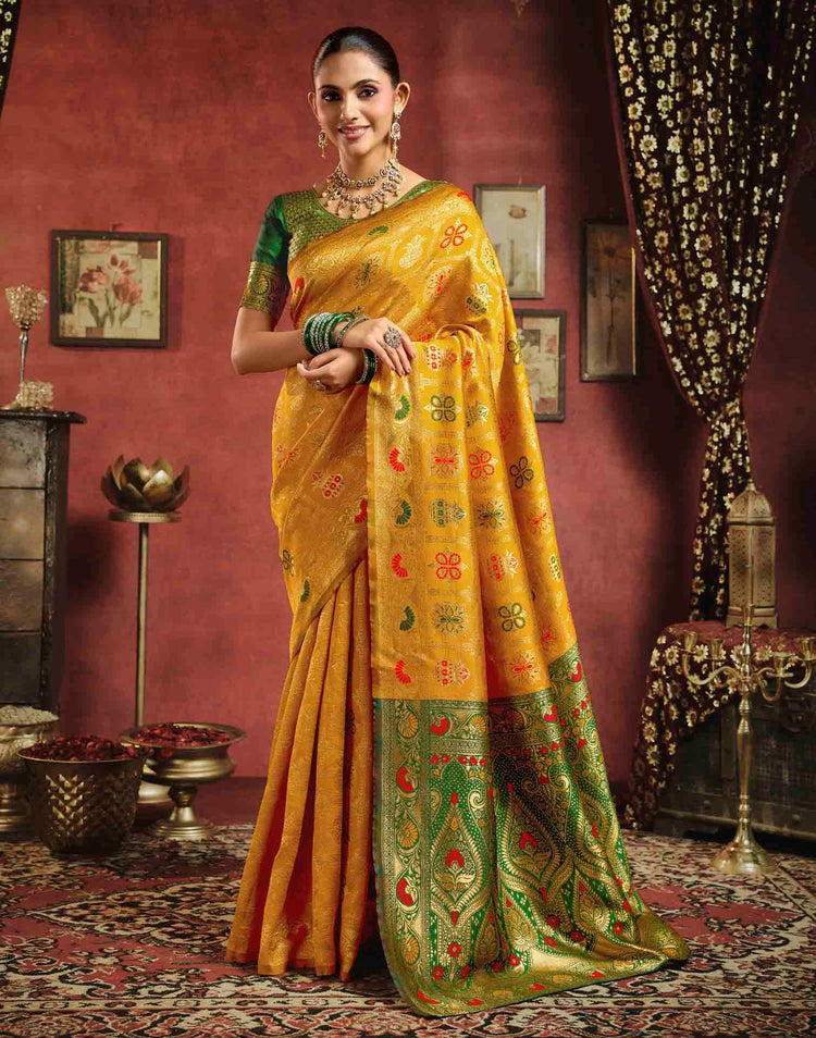 Turmeric Yellow Silk Woven Patola Saree
