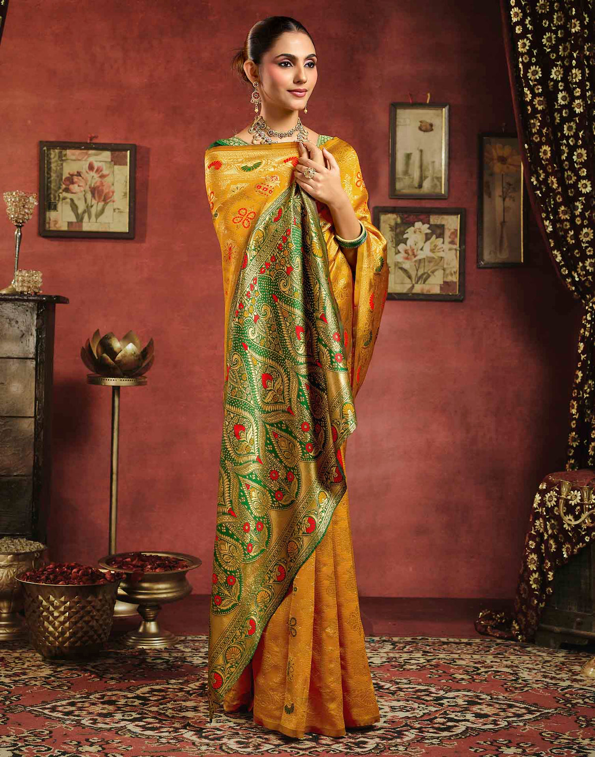 Turmeric Yellow Silk Woven Patola Saree