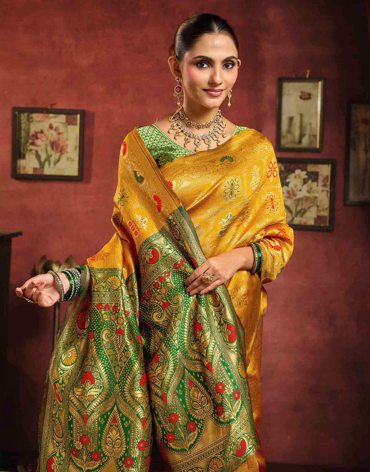 Turmeric Yellow Silk Woven Patola Saree