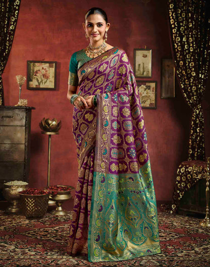 Dark Wine Silk Woven Patola Saree
