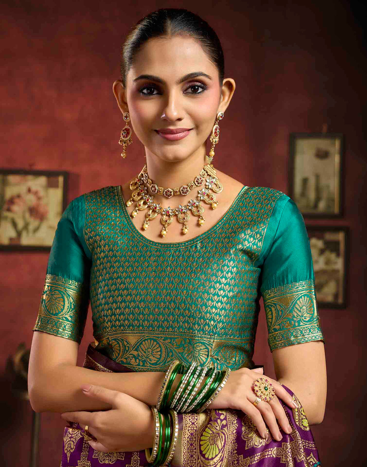 Dark Wine Silk Woven Patola Saree