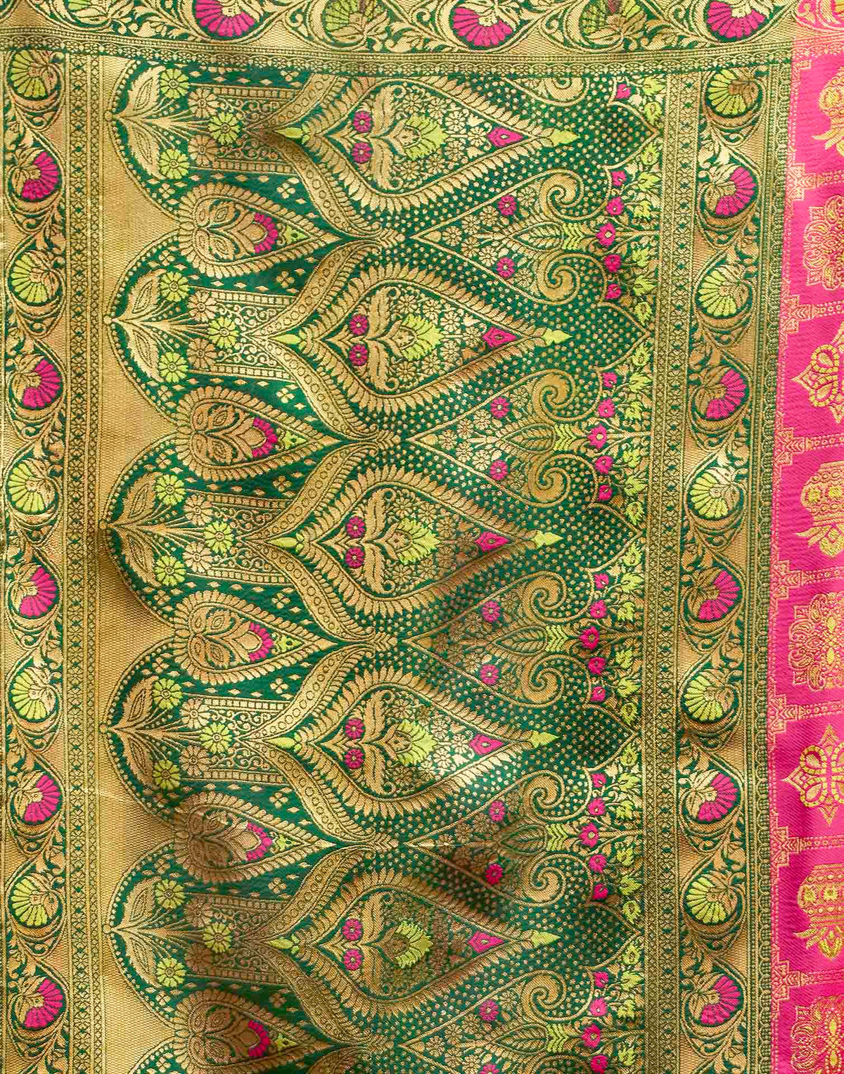 Rani Pink Silk Woven Patola Saree