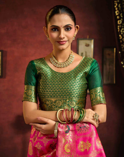 Rani Pink Silk Woven Patola Saree