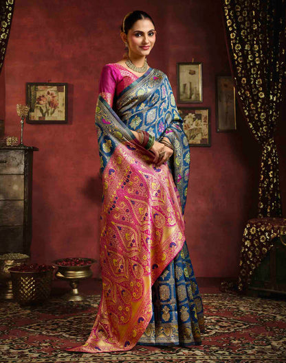 Royal Blue Silk Woven Patola Saree