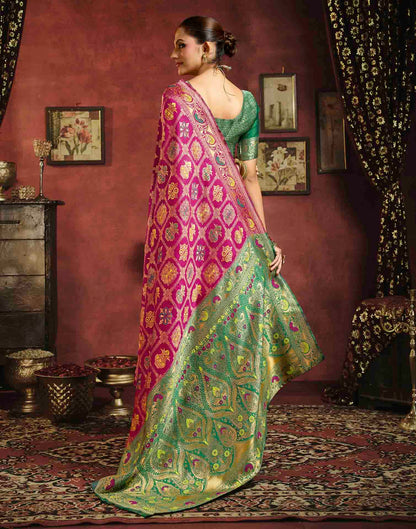 Dark Magenta Silk Woven Patola Saree