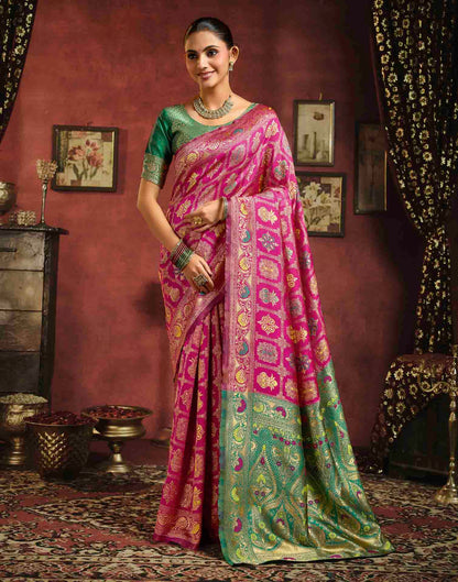 Dark Magenta Silk Woven Patola Saree