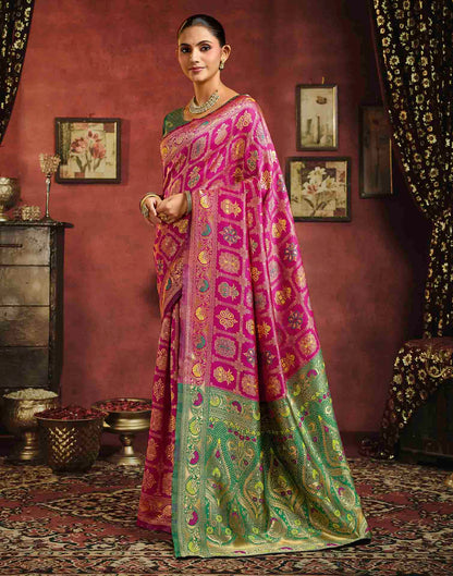 Dark Magenta Silk Woven Patola Saree