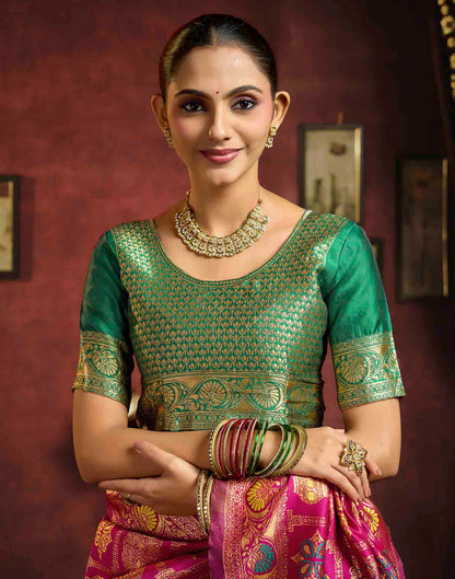Dark Magenta Silk Woven Patola Saree