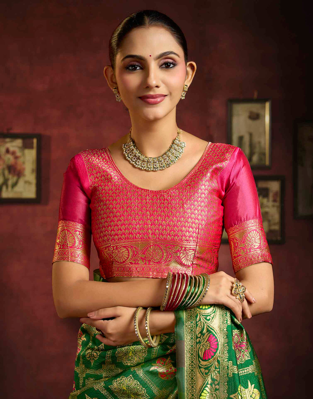 Dark Green Silk Woven Patola Saree