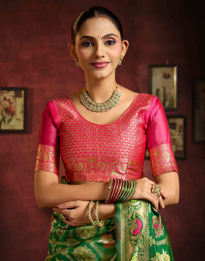 Dark Green Silk Woven Patola Saree