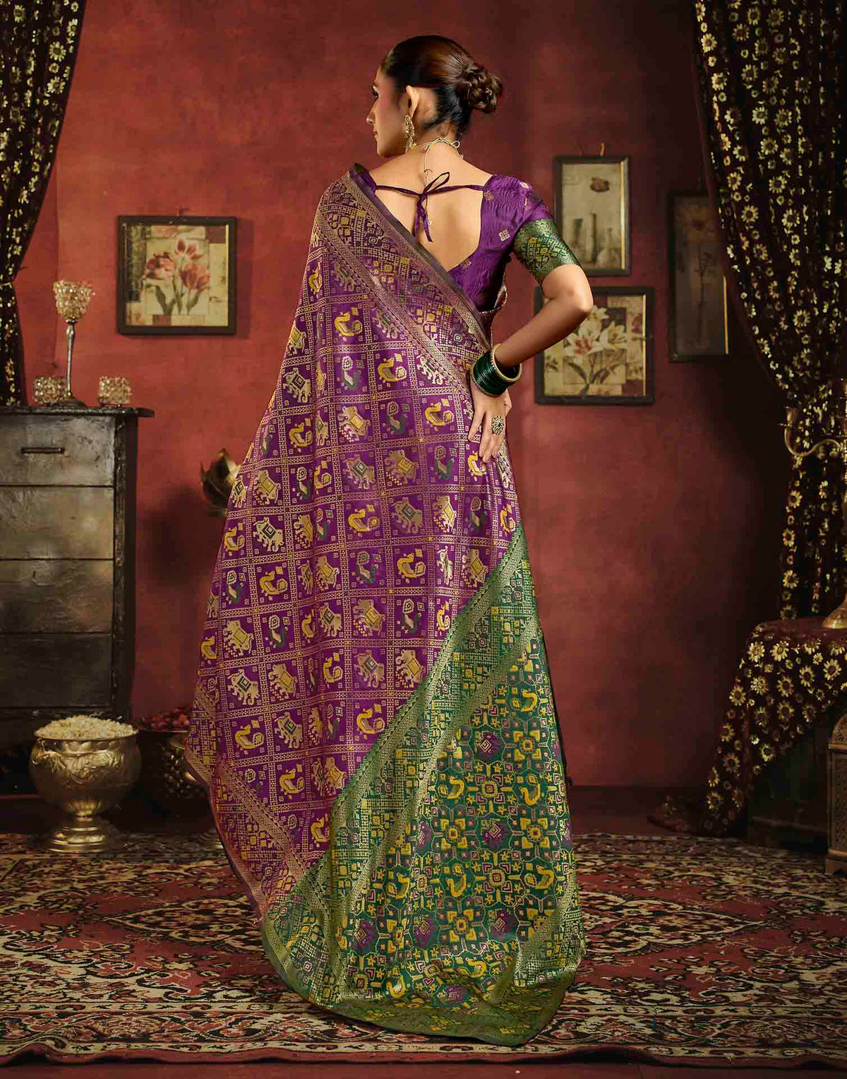Royal Purple Silk Woven Patola Saree