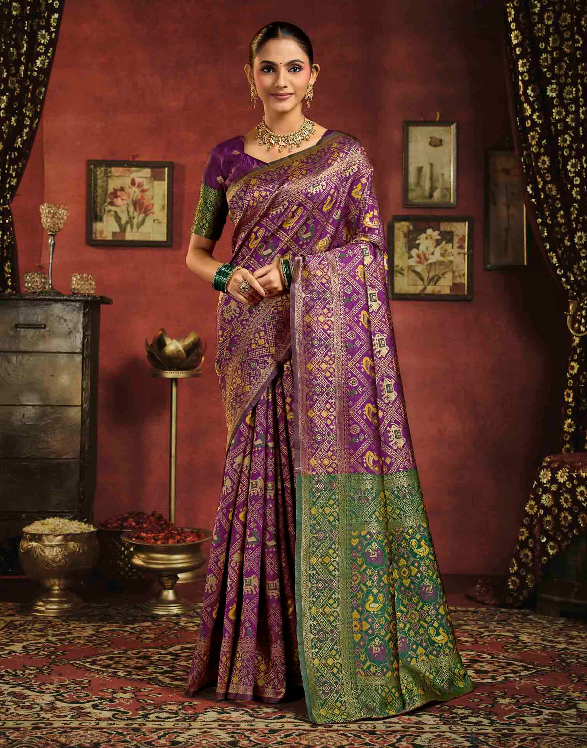 Royal Purple Silk Woven Patola Saree
