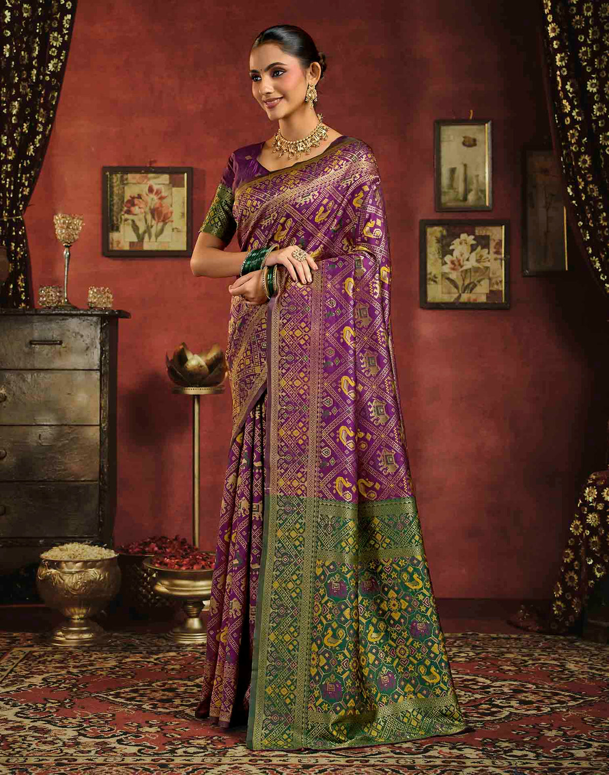 Royal Purple Silk Woven Patola Saree