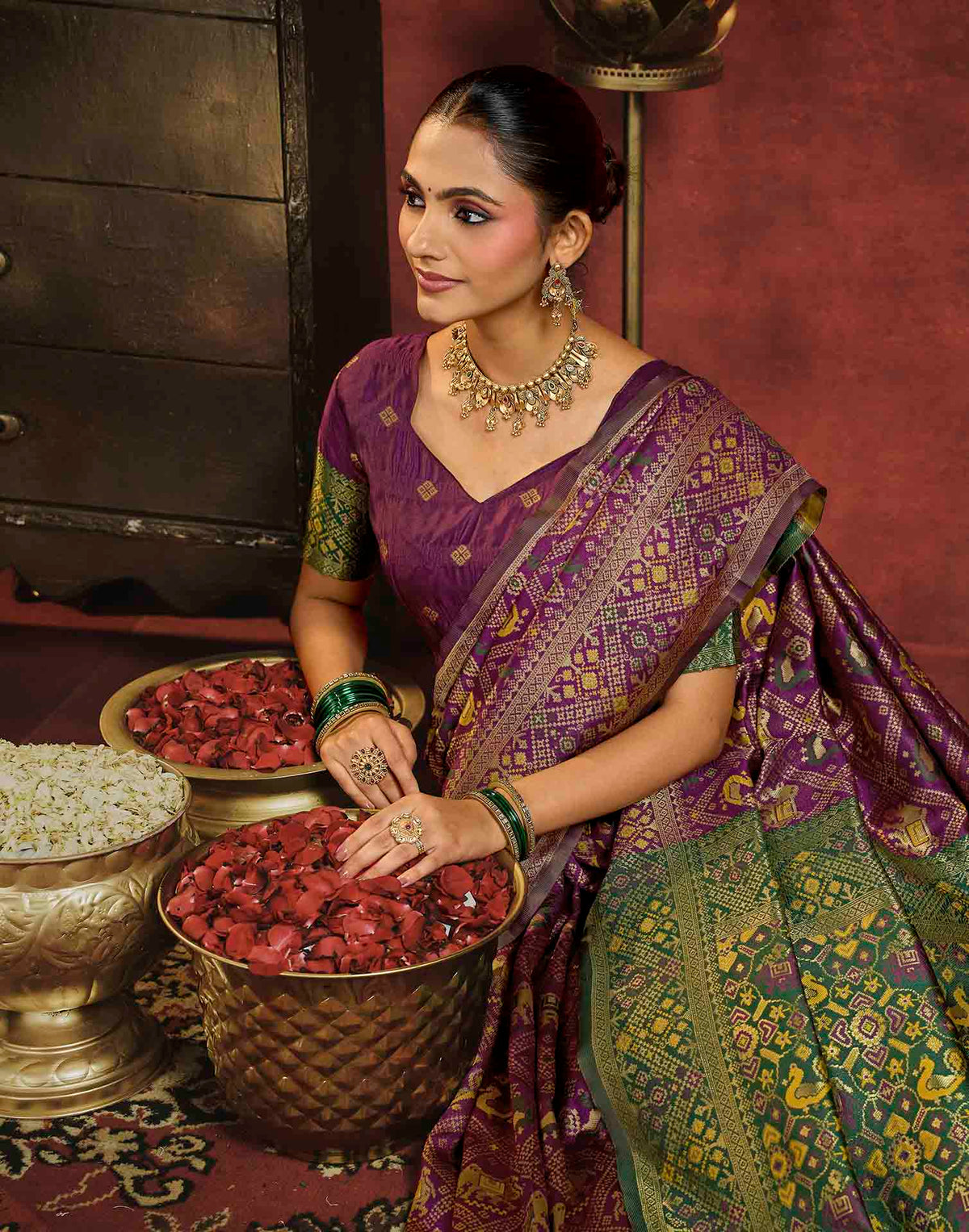 Royal Purple Silk Woven Patola Saree