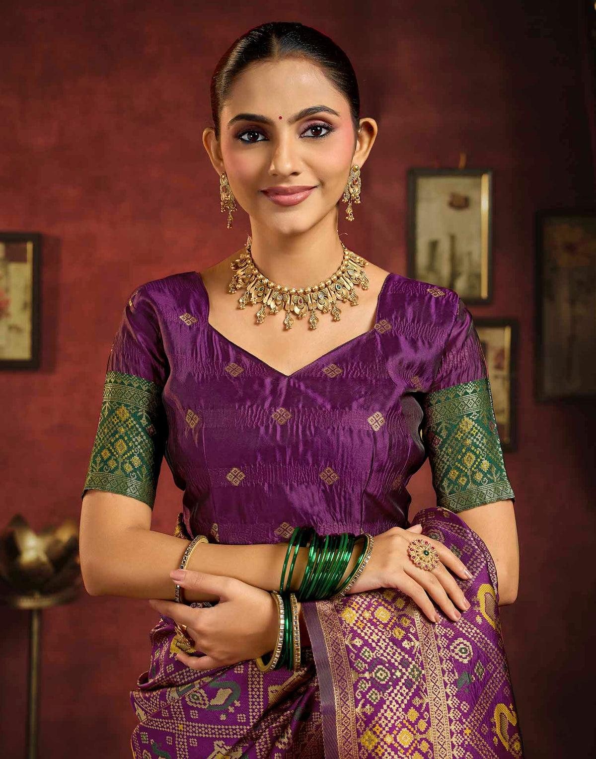 Royal Purple Silk Woven Patola Saree