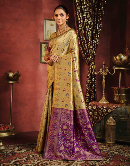 Khaki Silk Woven Patola Saree