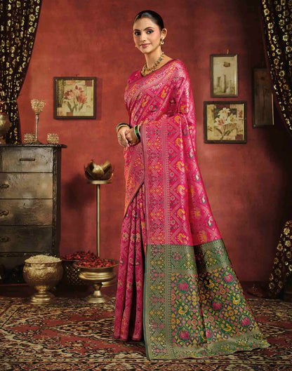 Dark Pink Silk Woven Patola Saree