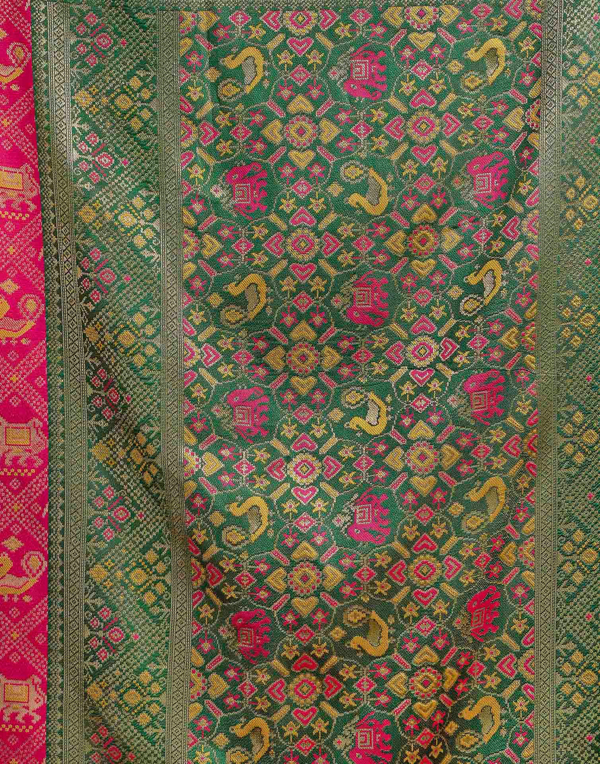 Dark Pink Silk Woven Patola Saree