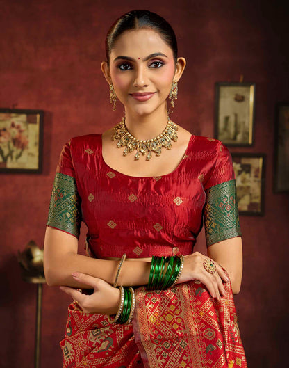 Bright Red Silk Woven Patola Saree