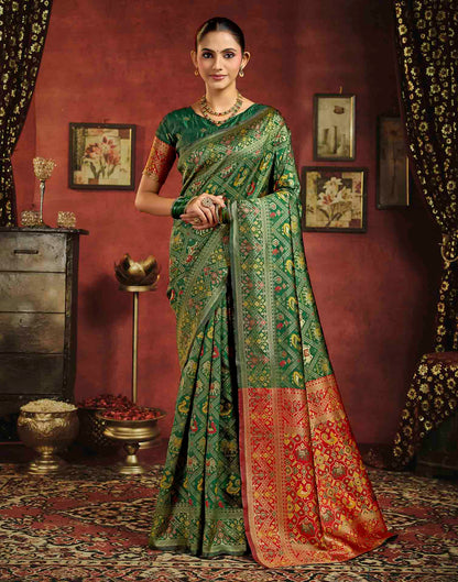 Moss Green Silk Woven Patola Saree