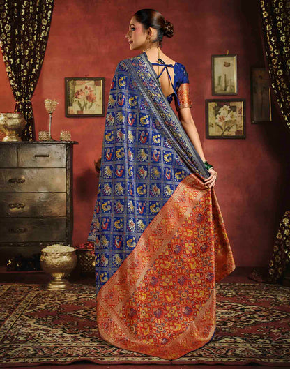 Royal Blue Silk Woven Patola Saree