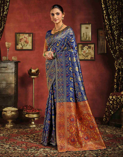 Royal Blue Silk Woven Patola Saree