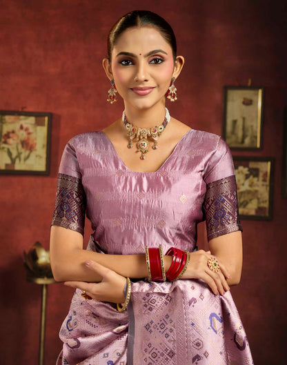 Lilac Purple Silk Woven Patola Saree