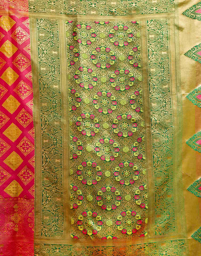 Dark Pink Silk Woven Banarasi Saree
