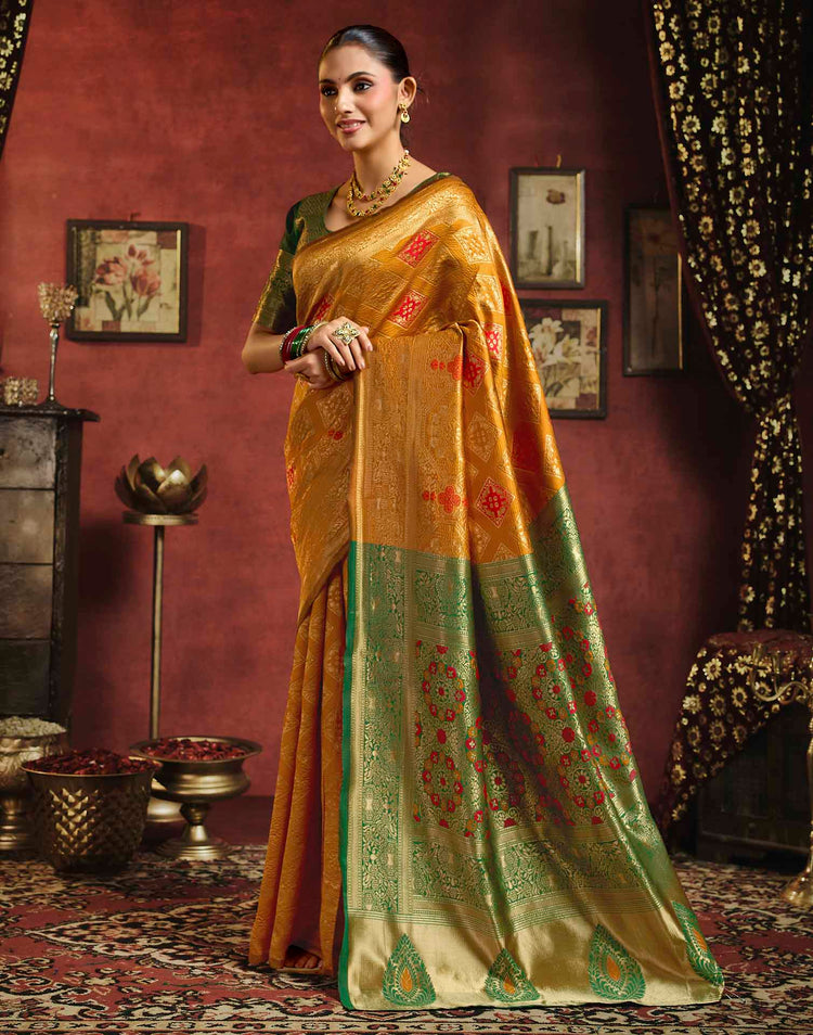 Turmeric Yellow Silk Woven Banarasi Saree