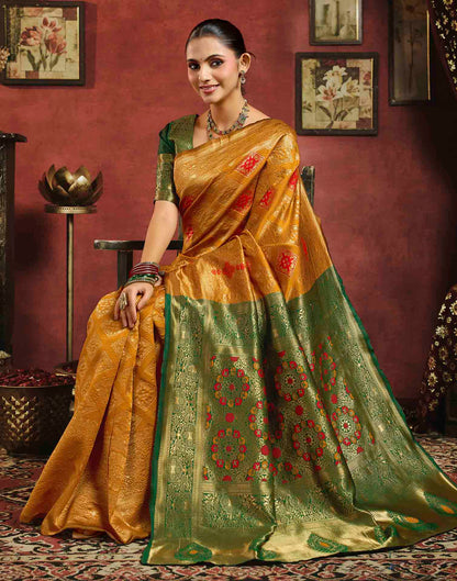Turmeric Yellow Silk Woven Banarasi Saree