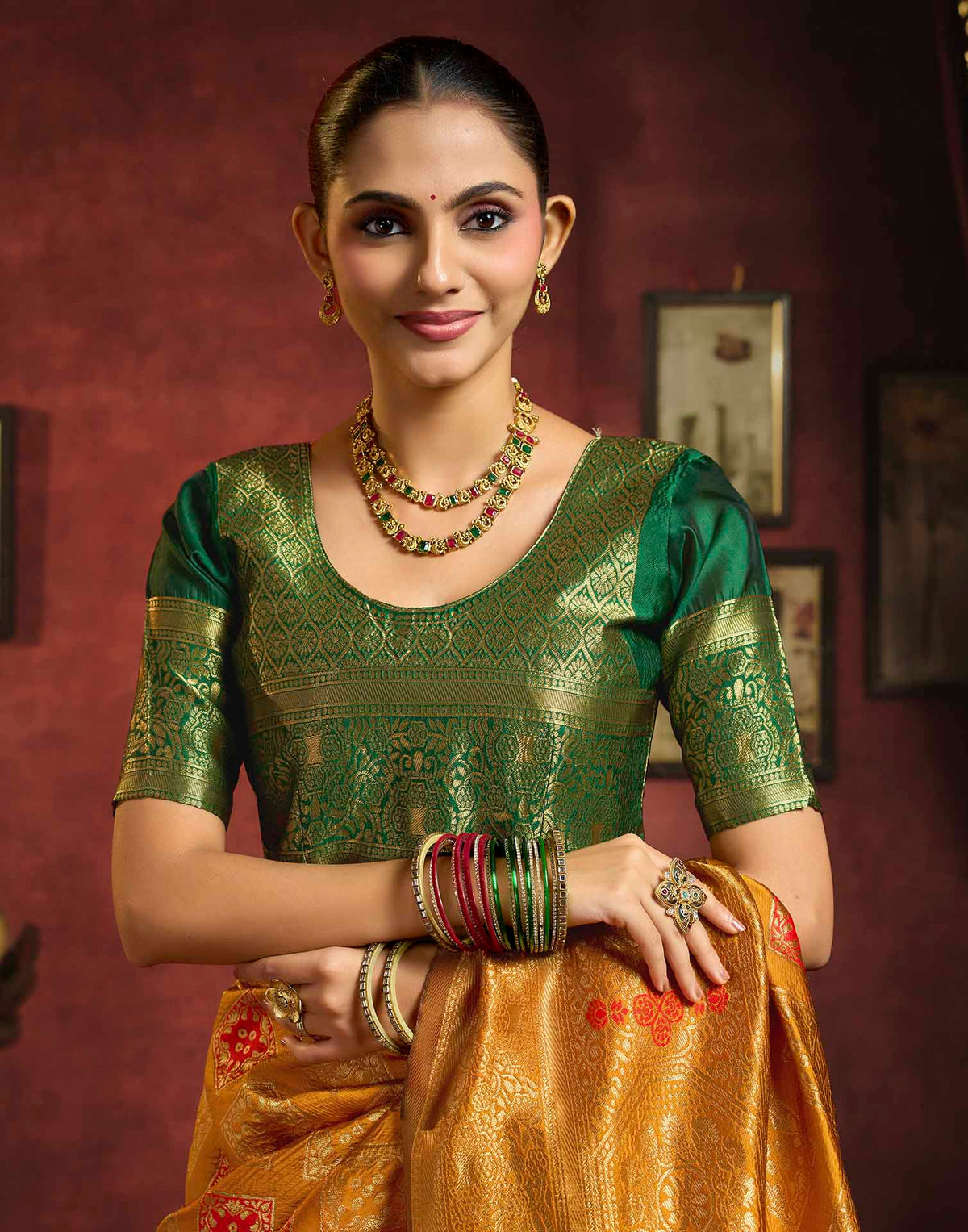 Turmeric Yellow Silk Woven Banarasi Saree