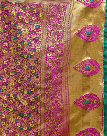 Teal Blue Silk Woven Banarasi Saree