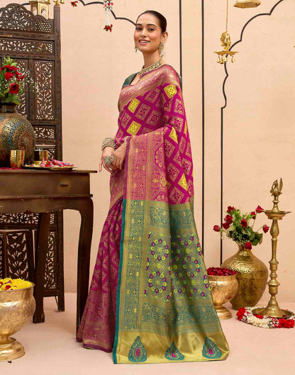 Dark Magenta Silk Woven Banarasi Saree
