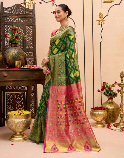 Dark Green Silk Woven Banarasi Saree