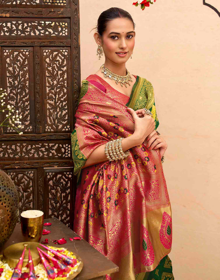Dark Green Silk Woven Banarasi Saree