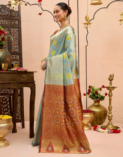 Water Blue Silk Woven Banarasi Saree
