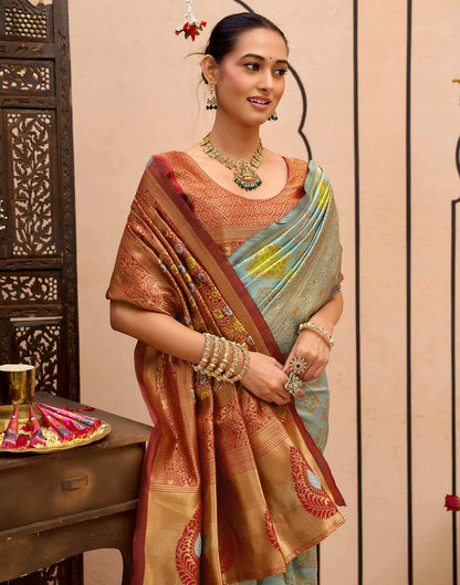 Water Blue Silk Woven Banarasi Saree