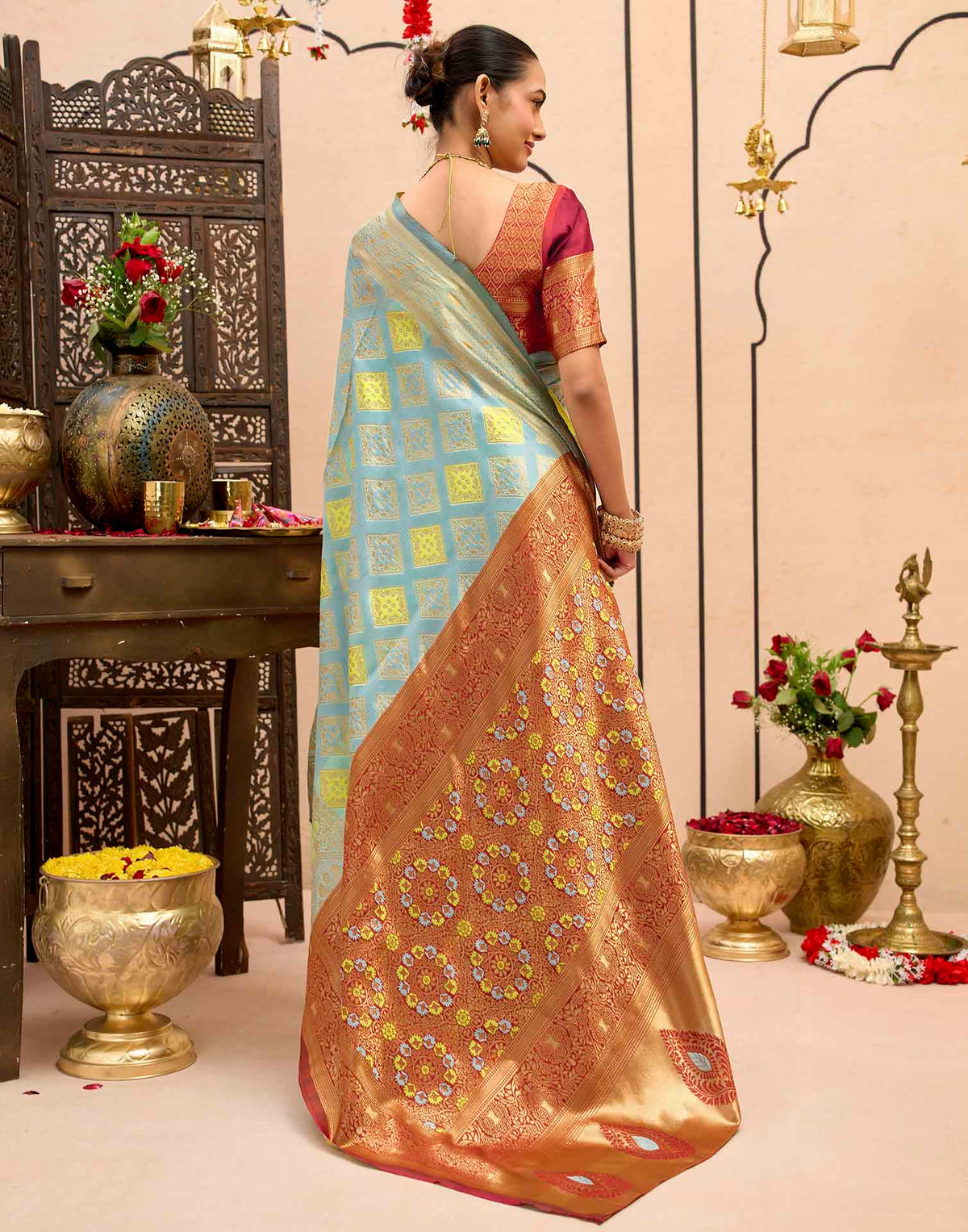 Water Blue Silk Woven Banarasi Saree