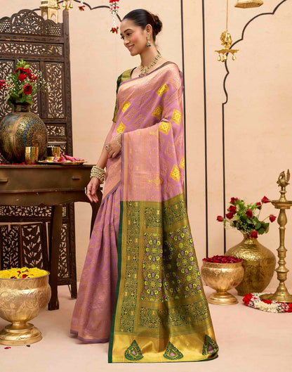 Baby Pink Silk Woven Banarasi Saree