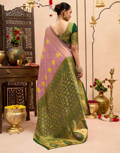 Baby Pink Silk Woven Banarasi Saree