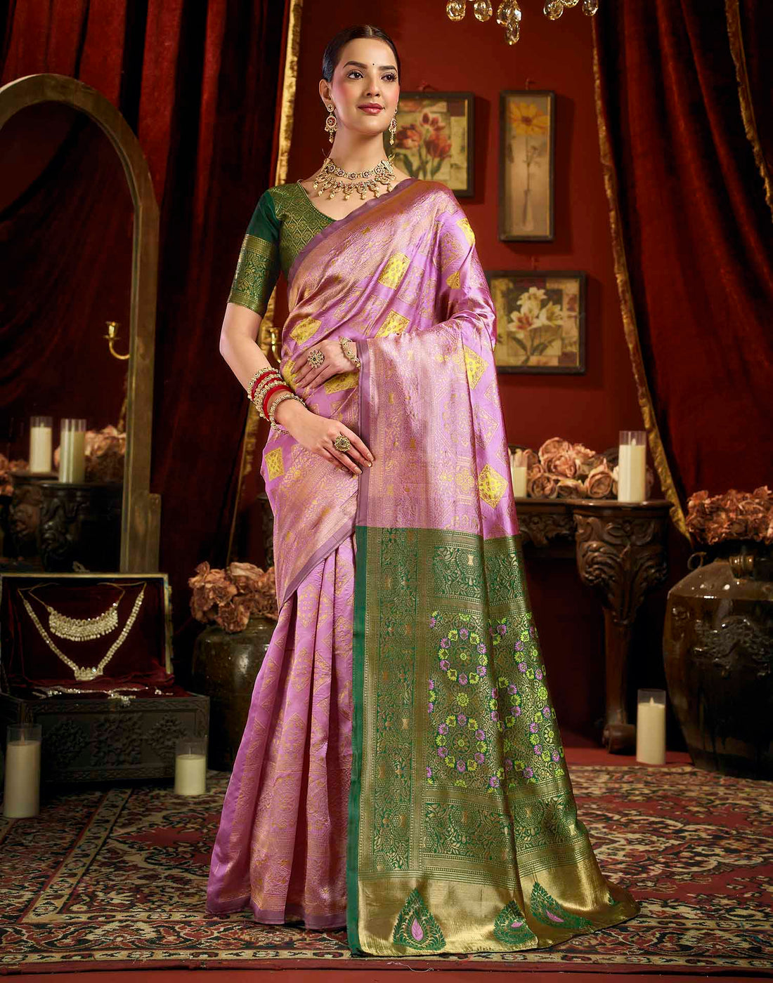 Light Pink Silk Woven Banarasi Saree