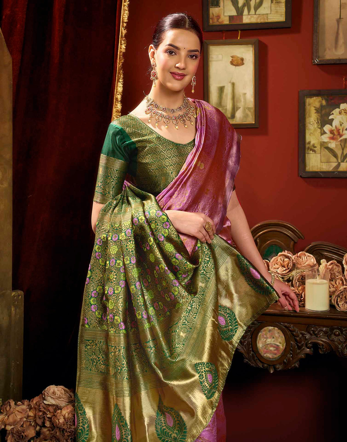 Light Pink Silk Woven Banarasi Saree