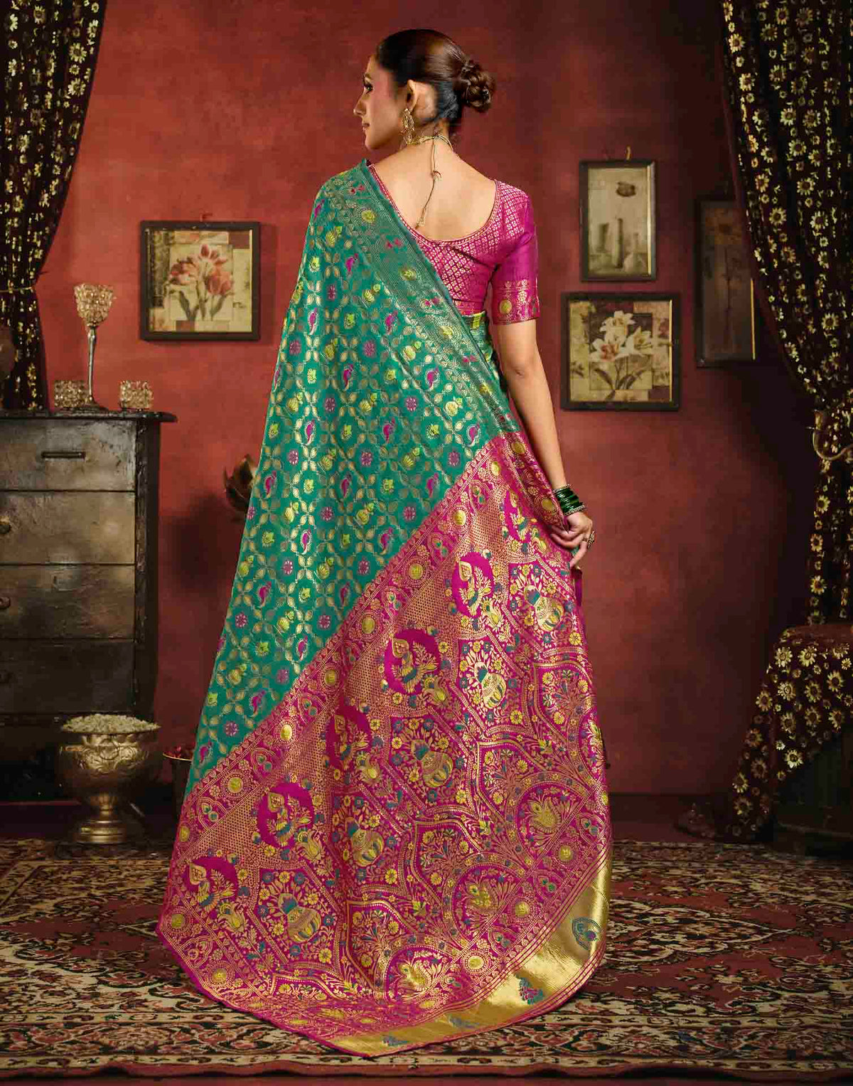 Turquoise Silk Woven Patola Saree